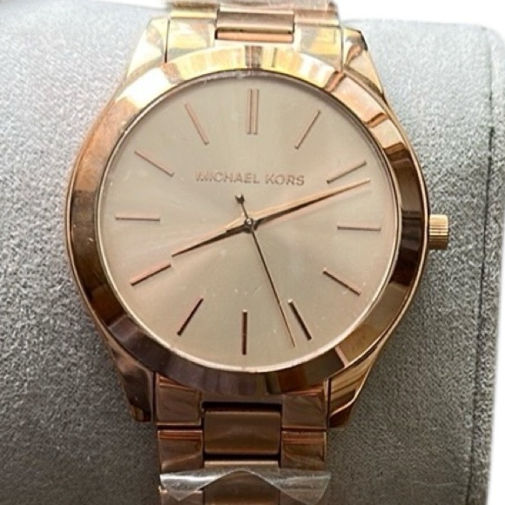 Michael Kors Unisex Slim Runway Rose Gold-Tone Watch MK3197